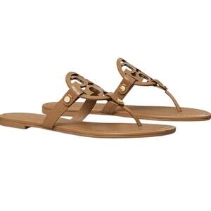 TORY BURCH Miller Sandals Tan Patent Leather Women's 8 Medium